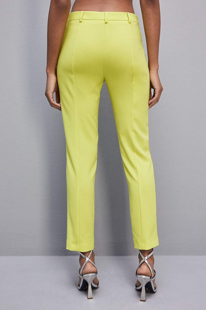 Patrizia Pepe Slim Cigarette Pants In Sablè Crepe Fabric Żółte | 9375LORHD