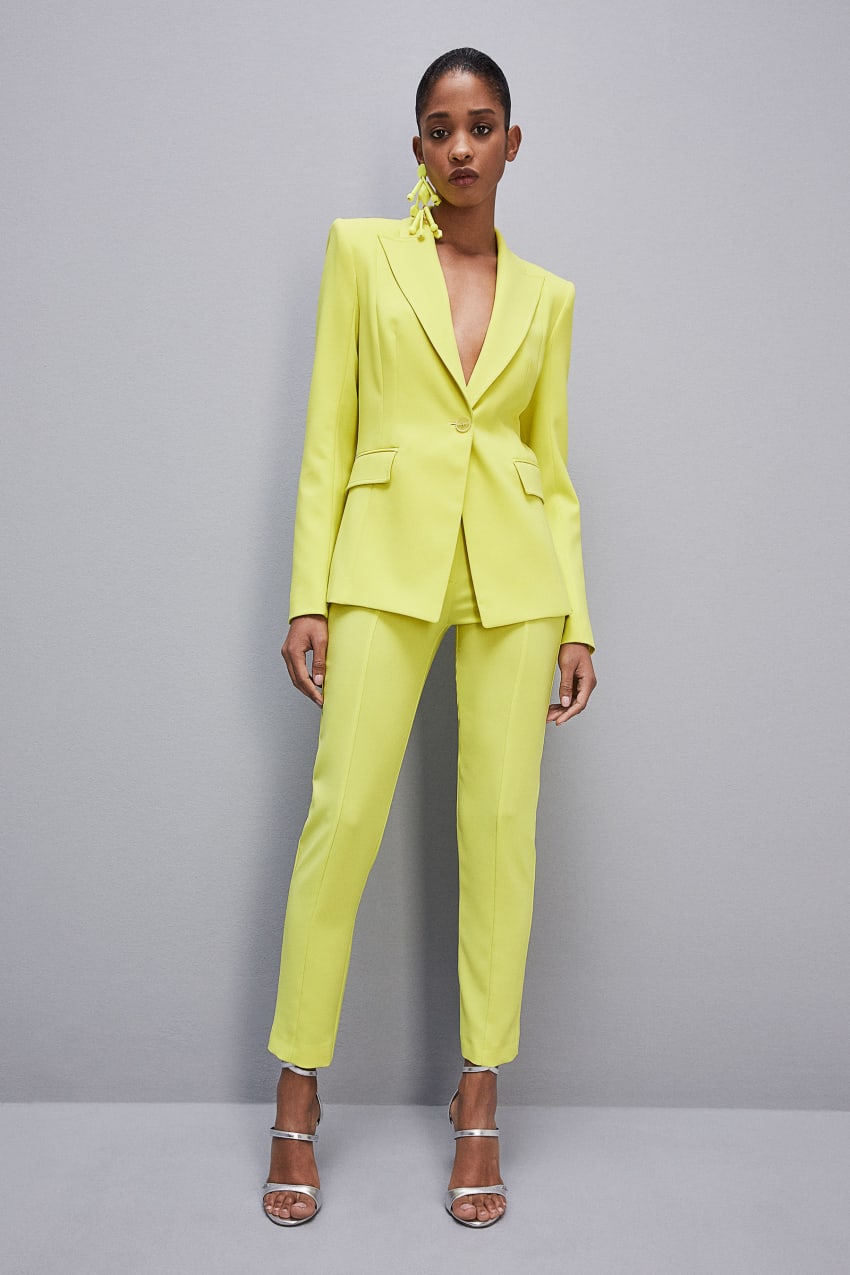 Patrizia Pepe Slim Cigarette Pants In Sablè Crepe Fabric Żółte | 9375LORHD