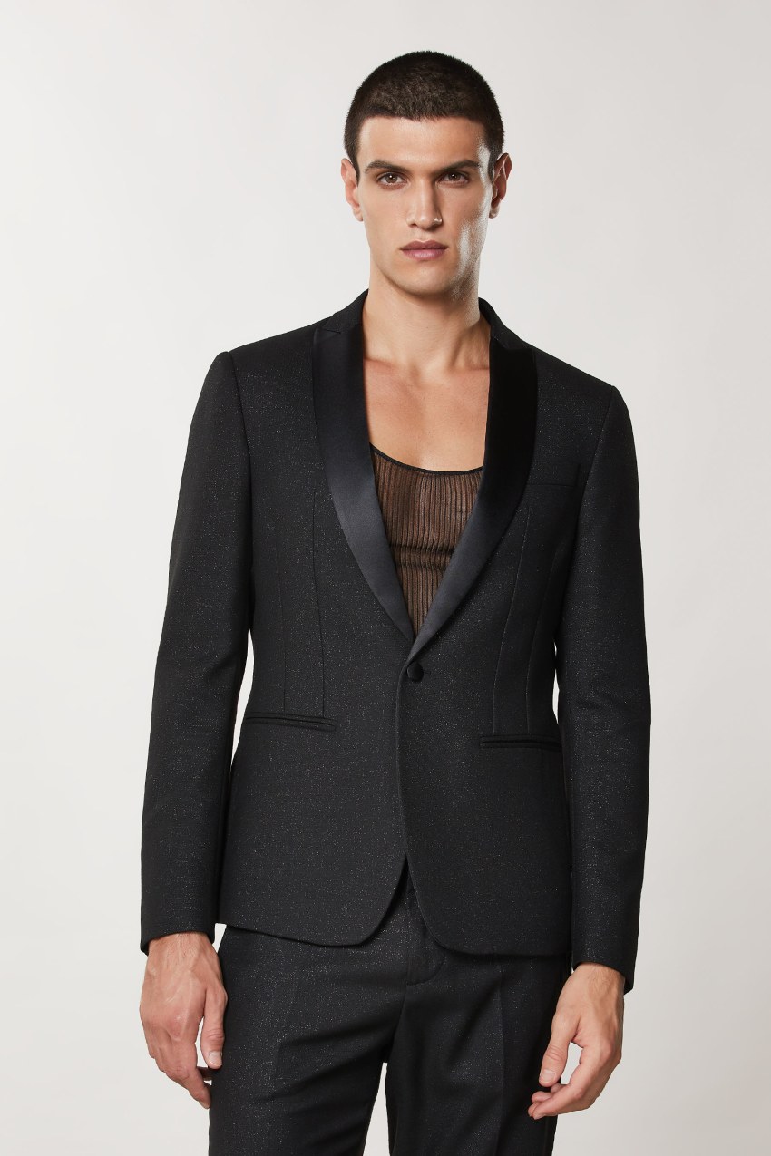 Patrizia Pepe Slim Fit Tuxedo Jacket Czarne | 7581YZJQS