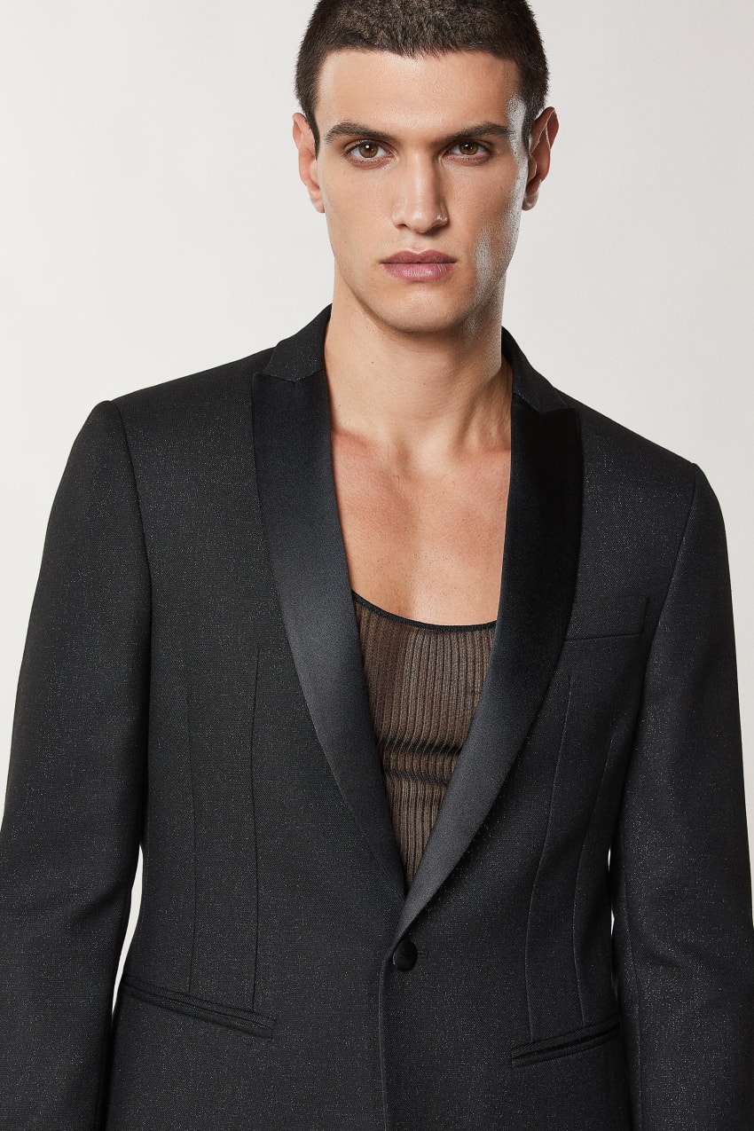 Patrizia Pepe Slim Fit Tuxedo Jacket Czarne | 7581YZJQS