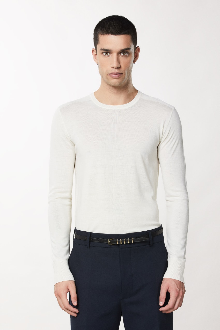 Patrizia Pepe Slim Fit Wool Sweater Białe | 2394TLKJU