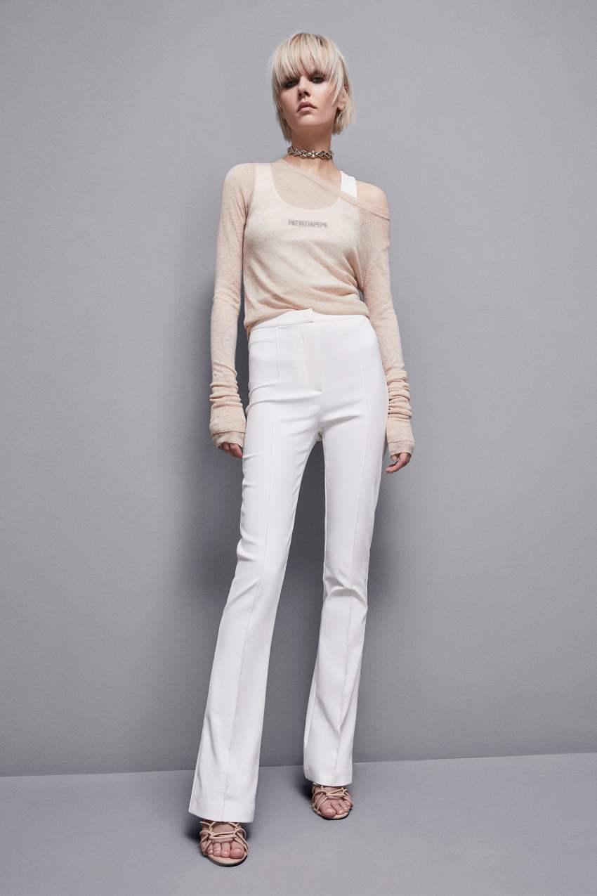 Patrizia Pepe Slim Flare Pants Białe | 5642ZIRFY