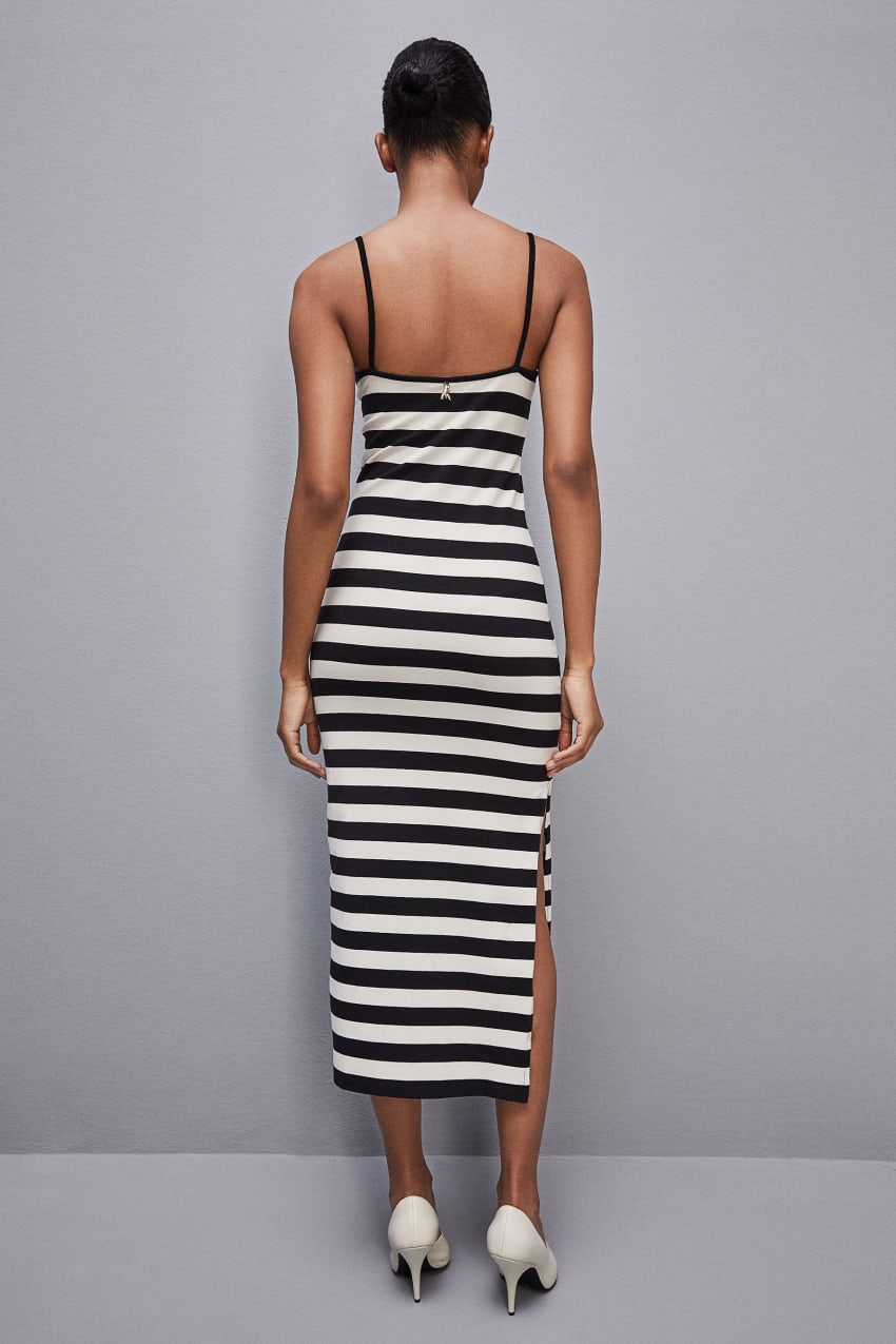 Patrizia Pepe Slim Jersey Dress With Cotton Straps Białe | 9258QVRUW