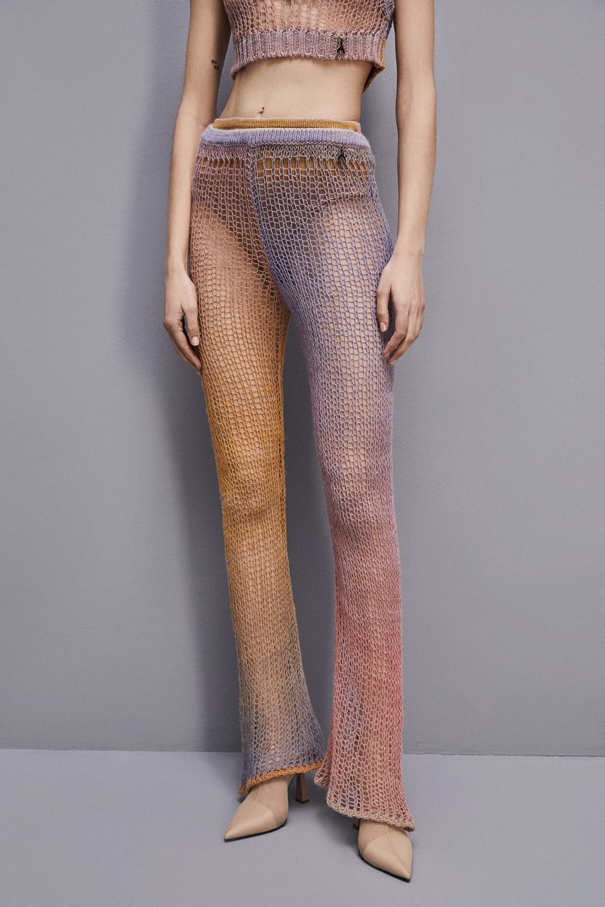 Patrizia Pepe Slim Mesh Pants Fioletowe | 0176DMRGQ