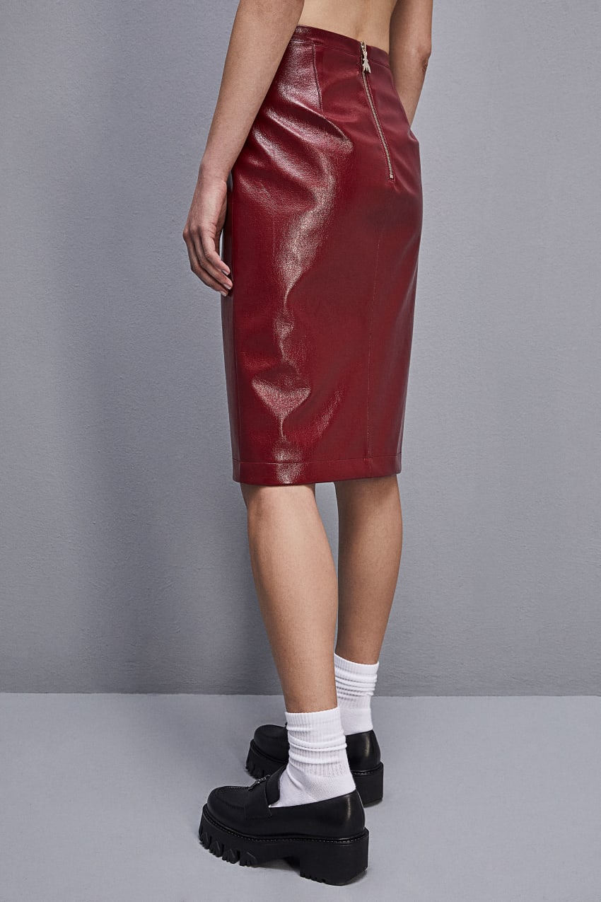 Patrizia Pepe Slim Patent Leather Midi Skirt Czerwone | 1746LUTJX