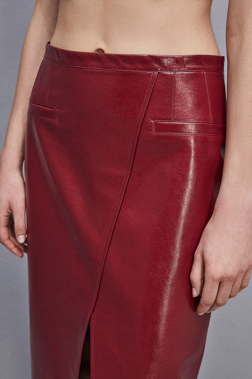 Patrizia Pepe Slim Patent Leather Midi Skirt Czerwone | 1746LUTJX