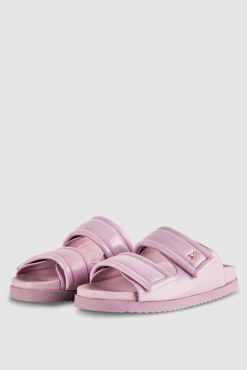 Patrizia Pepe Slippers With Logo And Leather Lining Fioletowe | 9342ZVBCS