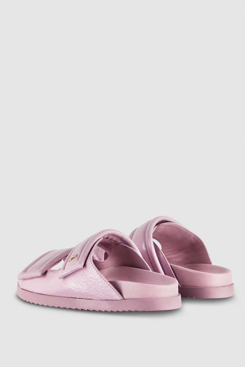 Patrizia Pepe Slippers With Logo And Leather Lining Fioletowe | 9342ZVBCS