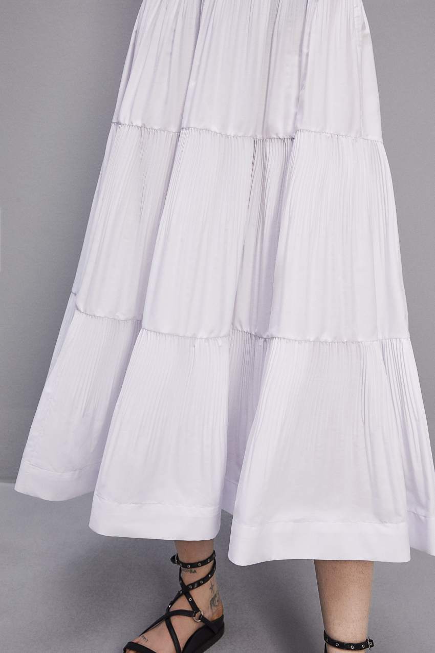 Patrizia Pepe Soft Ankle Pleated Skirt Białe | 2074BJKDL