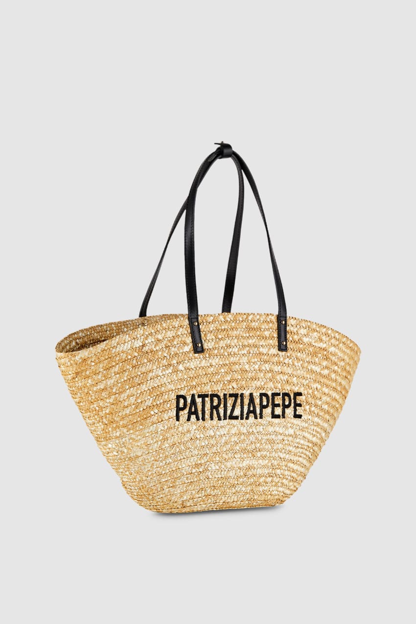 Patrizia Pepe Straw Shopper Beżowe | 1458JQPBY