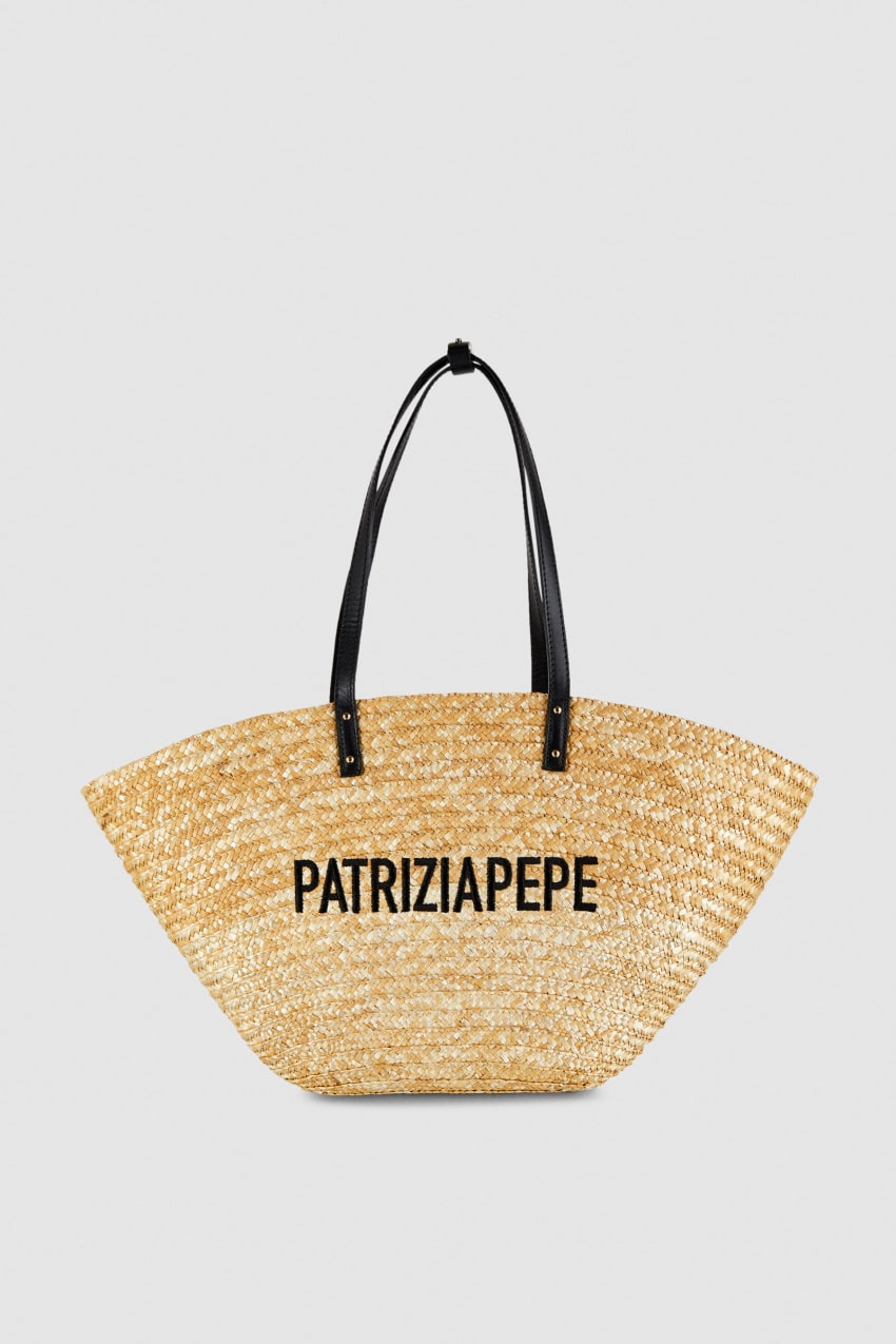 Patrizia Pepe Straw Shopper Beżowe | 1458JQPBY