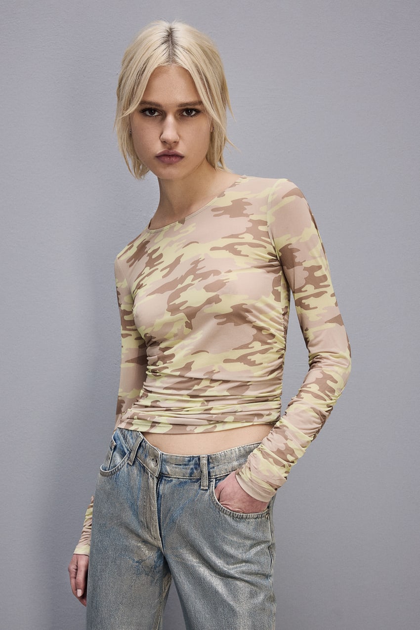 Patrizia Pepe Stretch Tulle T-shirt Militare | 9531JCLMI