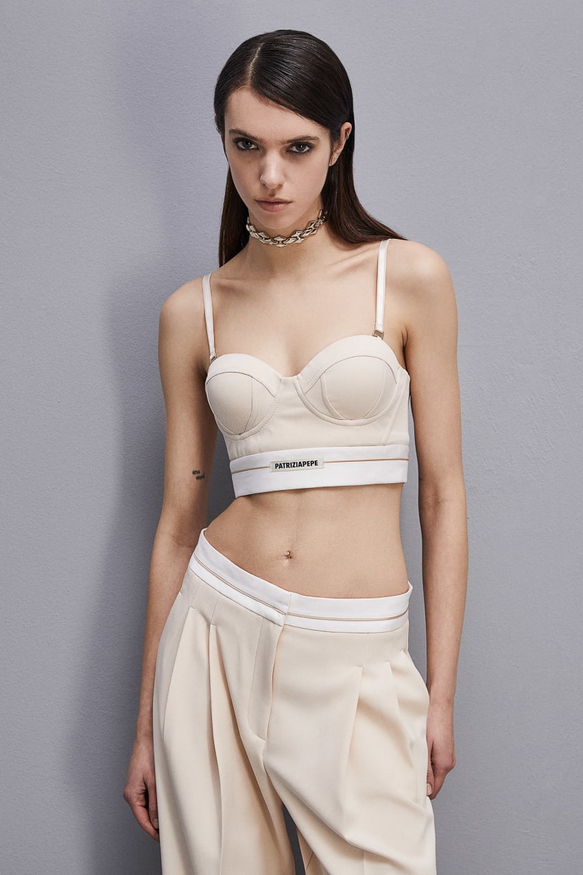 Patrizia Pepe Tailored Bustier With Belt Beżowe | 3074XBEQK