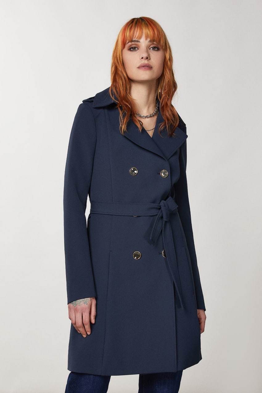 Patrizia Pepe Trench Niebieskie | 3587VQKHU