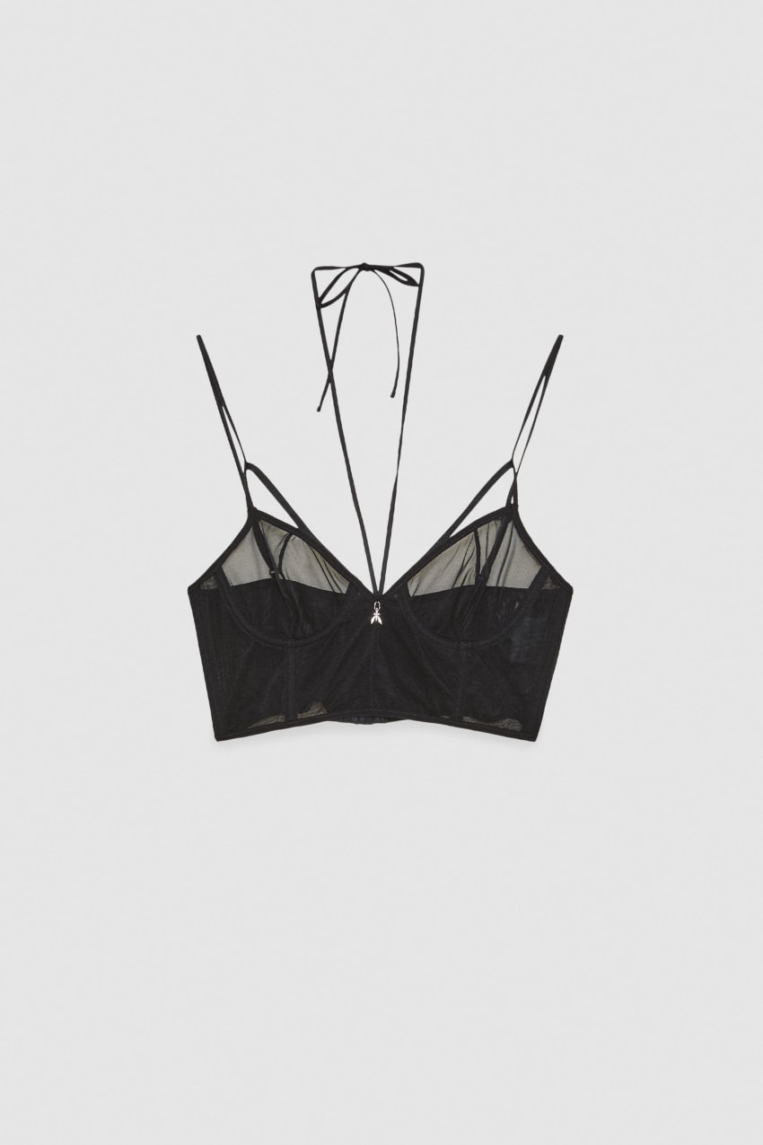 Patrizia Pepe Tulle Bralette Czarne | 1596UMOIP