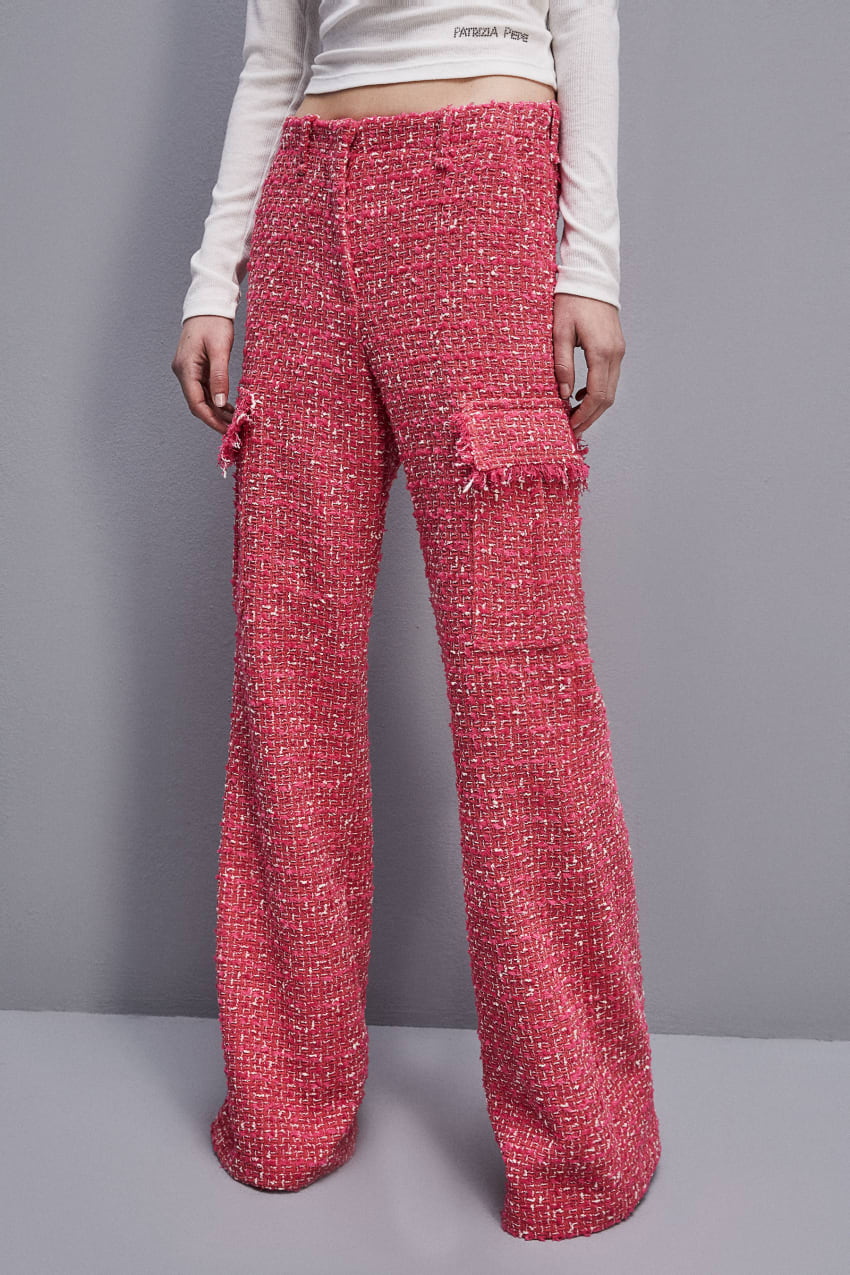 Patrizia Pepe Tweed Cargo Pants Czerwone | 8359QKTXJ