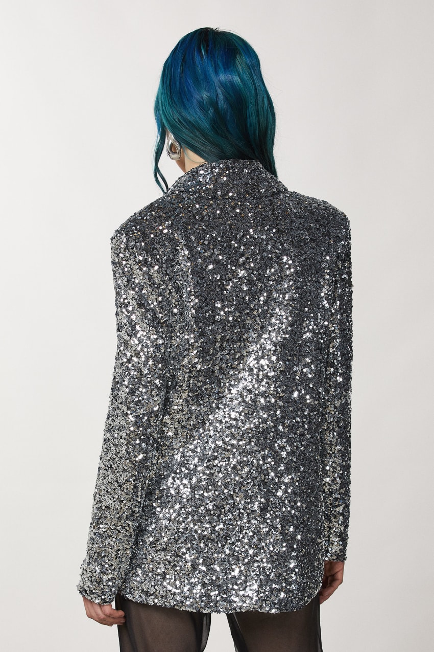 Patrizia Pepe Two-button Jacket With Sequins Szare | 1286JXGWL