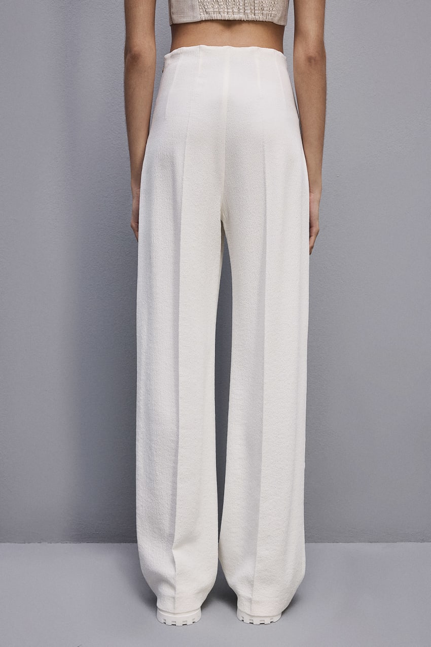 Patrizia Pepe Viscose Palazzo Pants Białe | 7302NFGVX