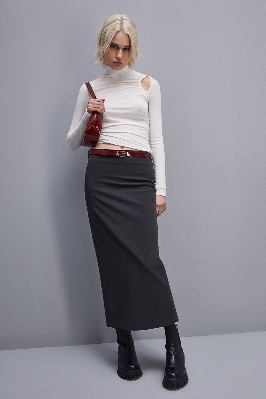 Patrizia Pepe Viscose Pencil Skirt Szare | 8157BEZMD