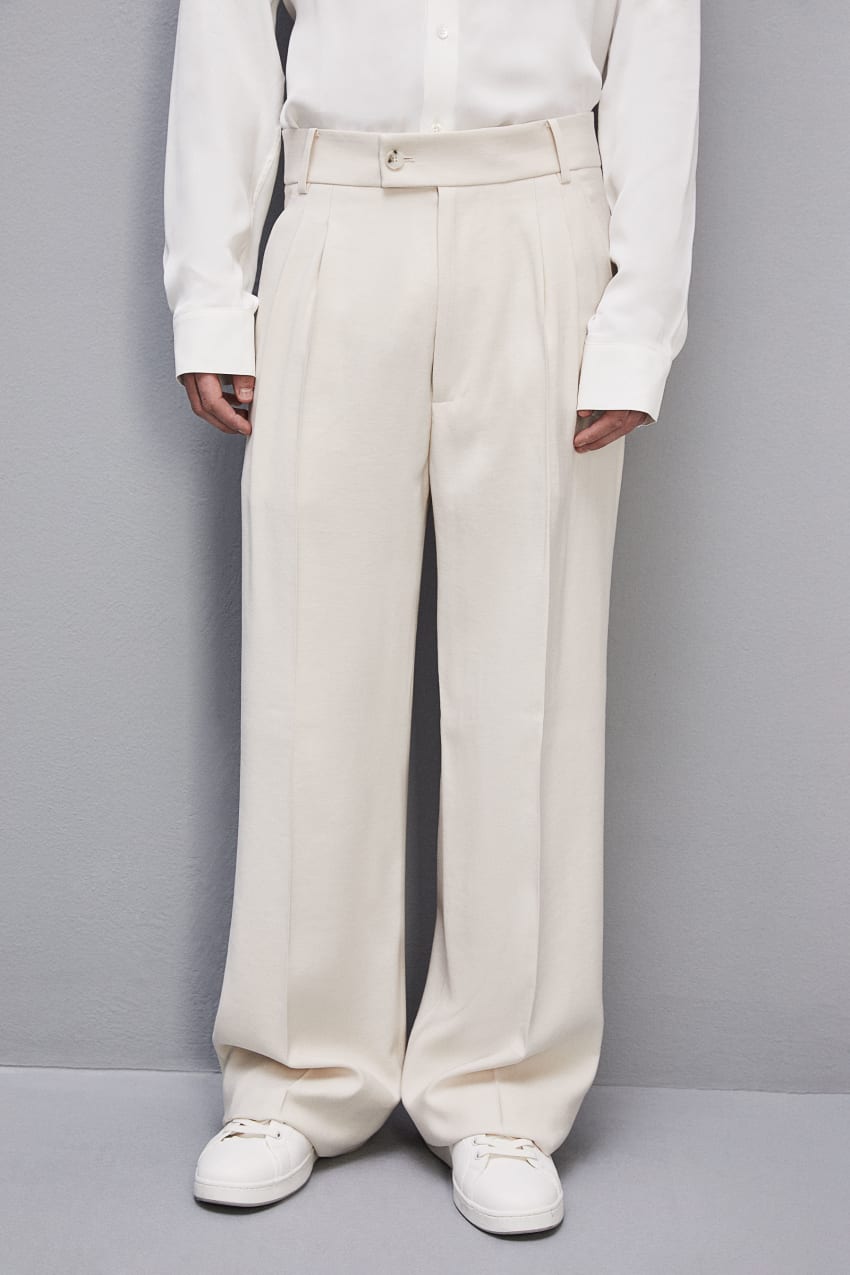 Patrizia Pepe Viscose Twill Pleated Pants Beżowe | 1746QRVGA