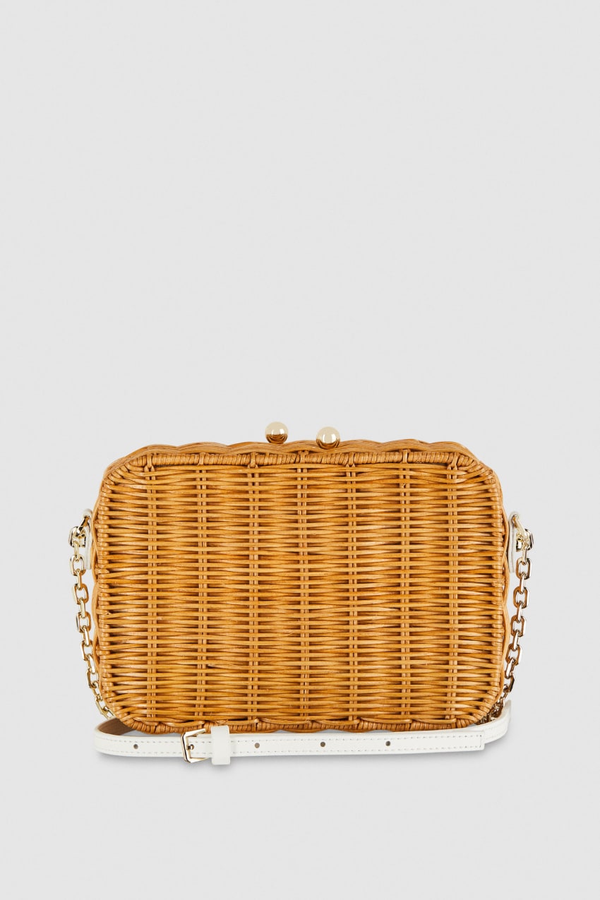 Patrizia Pepe Wicker Shoulder Bag Białe | 2684JWROT