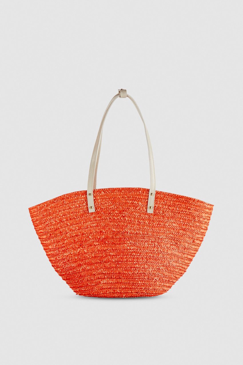 Patrizia Pepe Wide Braided Straw Shopping Bag Pomarańczowe | 4970NTYZR