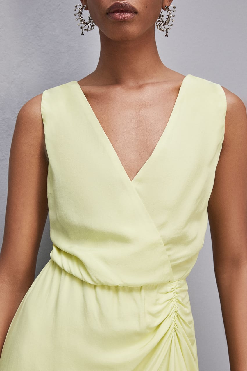 Patrizia Pepe Wrap-effect Sleeveless Dress In Certified Viscose Żółte | 6105VBQAR